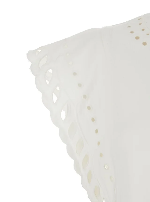 MARANT ETOILE Odyle' White Crew Neck Top with Cut-Out Details in Cotton for Women in White, photo 6 of 6 from Gaudenzi Boutique