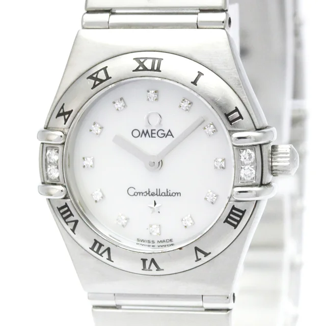 Omega Constellation Diamond MOP Dial Steel Quartz Ladies Watch 1566.76 Polished in White shell from Elady