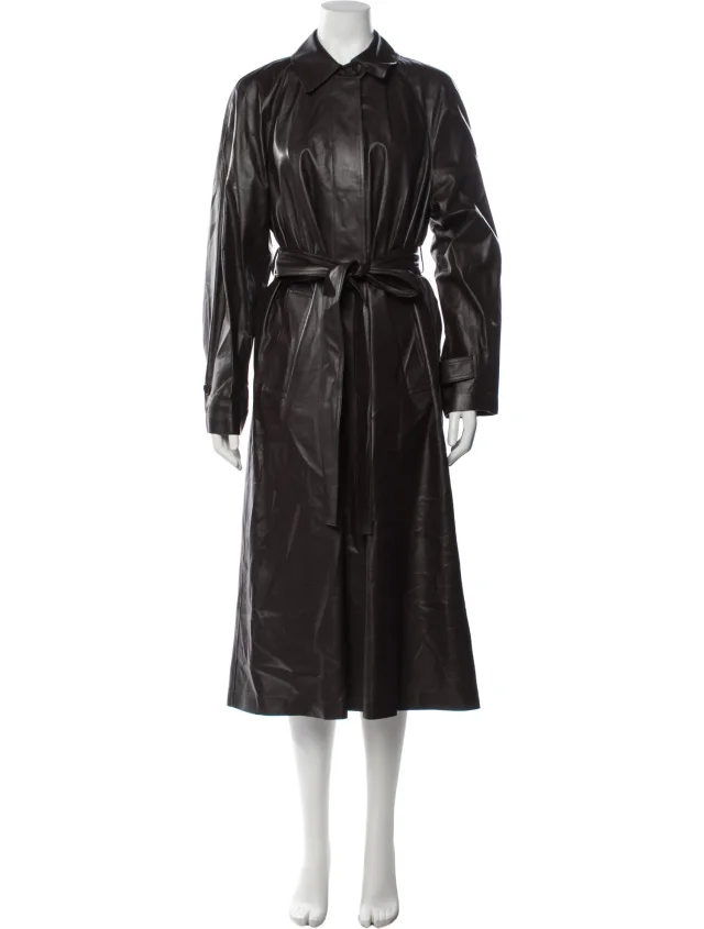 The Row Lambskin Trench Coat in brown|red Lambskin from The RealReal