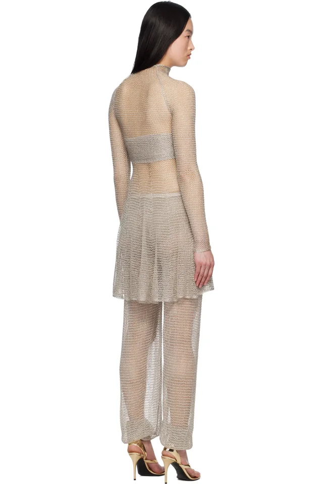 ALAÏA Silver Mesh Knit Midi Dress, photo 3 of 5 from SSENSE