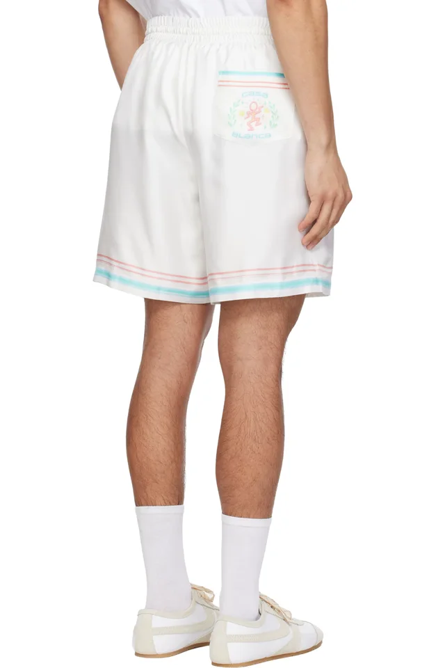 Casablanca White Dance Joy Silk Shorts, photo 3 of 4 from SSENSE