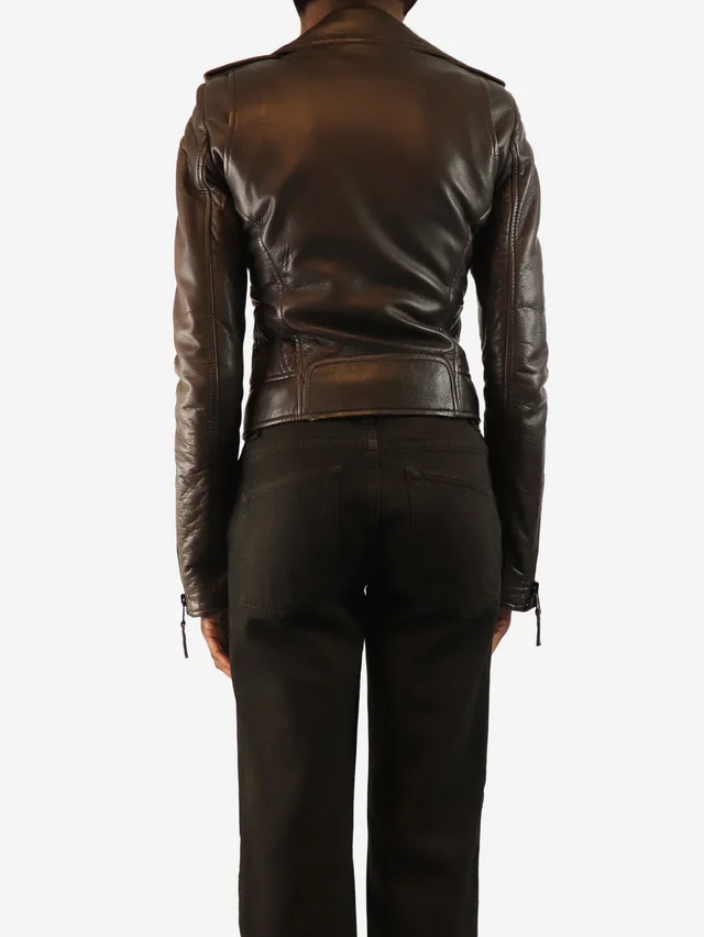 Balenciaga Brown leather biker jacket - size UK 8 in Brown Leather from Sign of the Times, photo 2 of 2