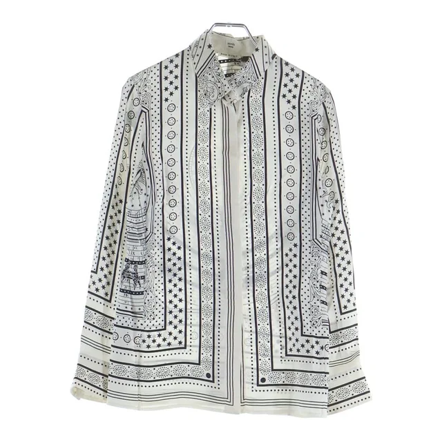 Hermès DO RE Boucles All Over Pattern Regular Color Long Sleeve Shirt White in White from The Reluxe