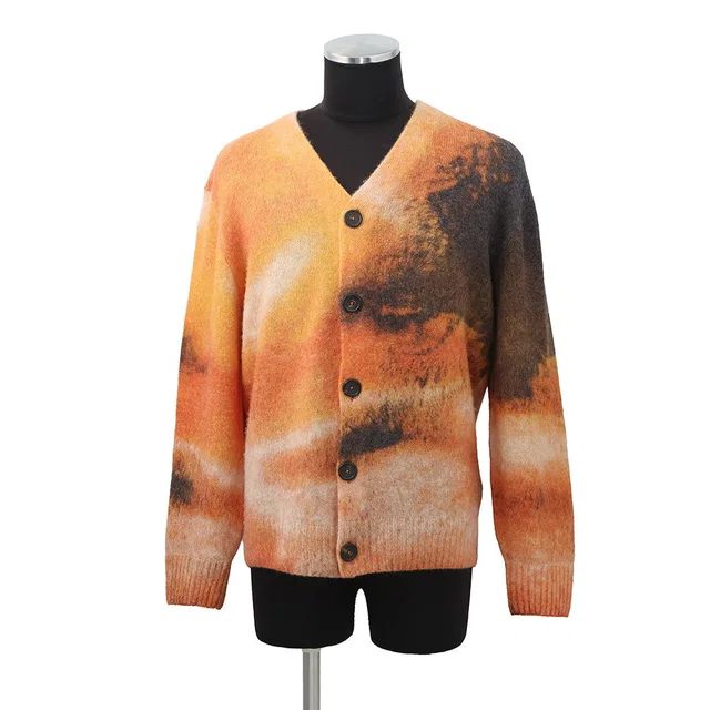 Hermès Cardigan Reflet Equestre Size L Orange Alpaca31% Wool27% Cashmere21% Silk21% in Orange from GALLERY RARE
