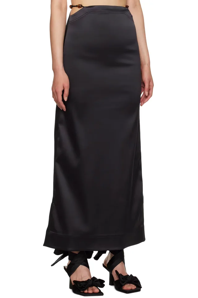GANNI Black Beaded Maxi Skirt, photo 2 of 4 from SSENSE