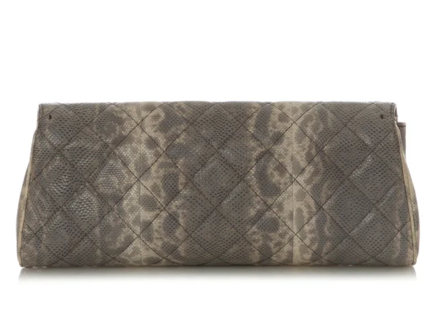Chanel Snake-Embossed Leather Clutch in Beige Leather from Ann's Fabulous Finds, photo 4 of 9