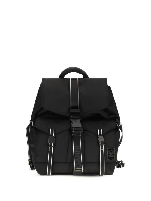 GANNI Re-Tech Recycled Polyamide Backpack — Black in Black from HEWI
