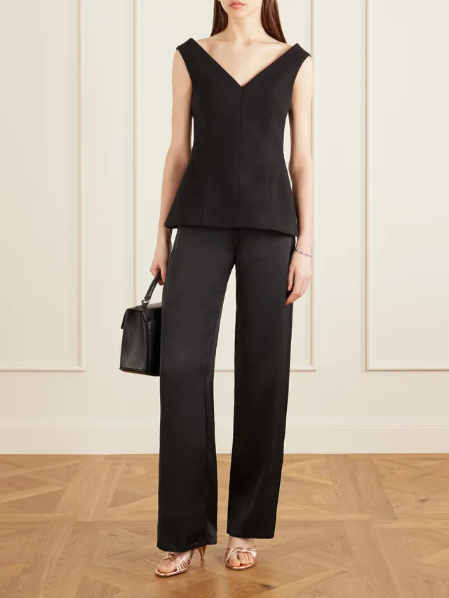 DIMA AYAD Wide-leg satin pants in Black, photo 2 of 2 from NET-A-PORTER (Canada)