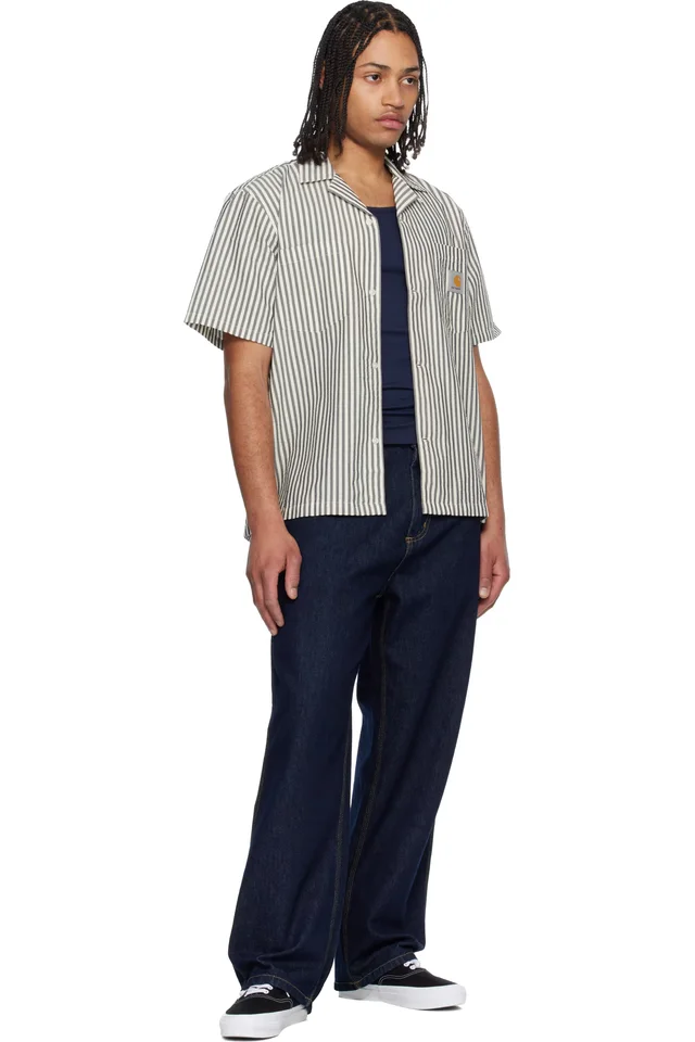 Carhartt Work In Progress Black & White Short Sleeve Leavel Stripe Shirt, photo 4 of 4 from SSENSE