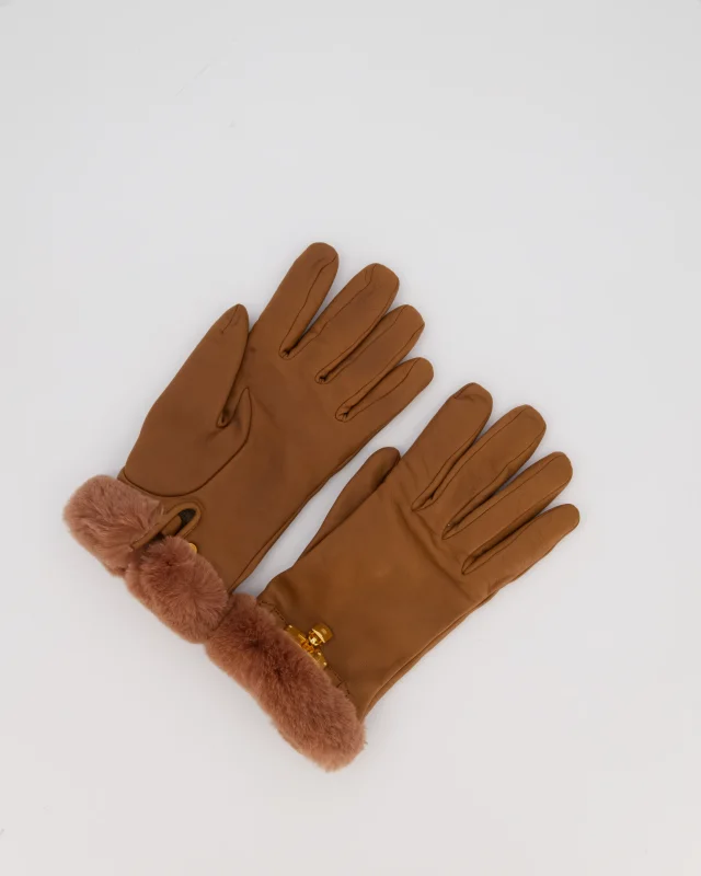 Hermès Kelly Brown Leather Gloves in Brown Leather from Sellier, photo 4 of 5