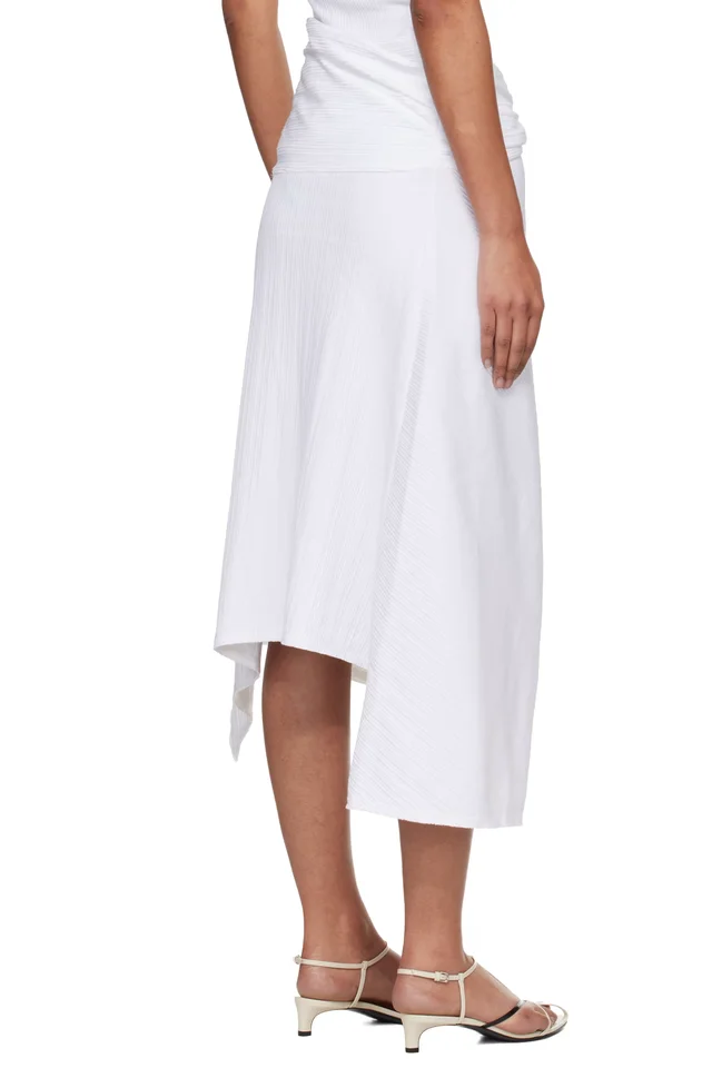 Victoria Beckham White Twist Detail Midi Skirt, photo 3 of 4 from SSENSE
