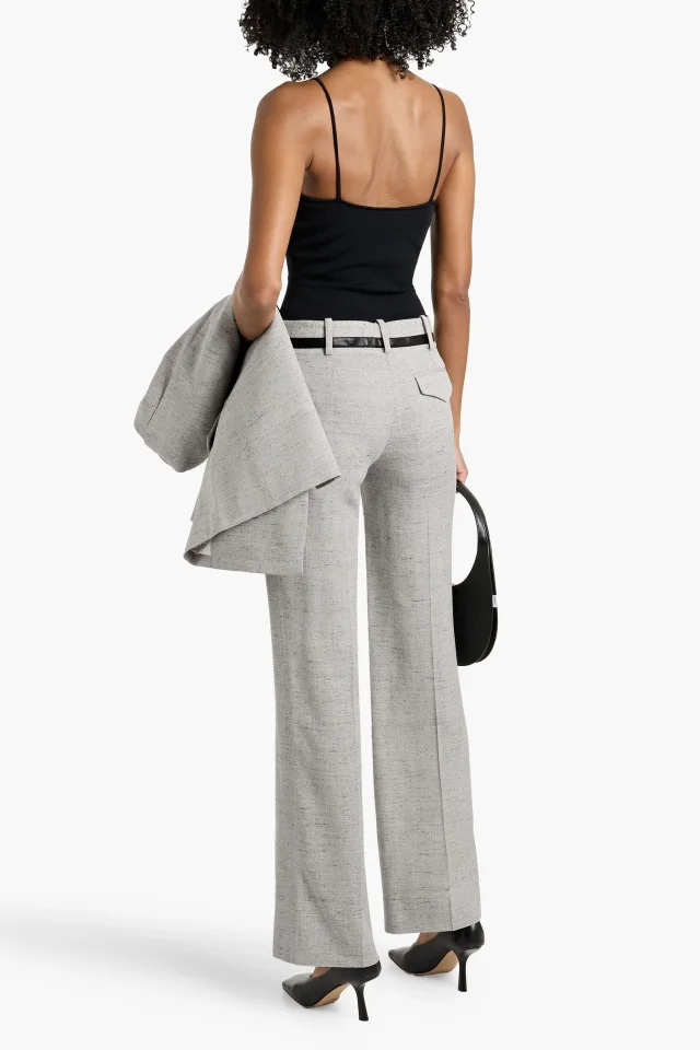 Proenza Schouler Aiden Tweed Straight-Leg Pants in Light gray, photo 3 of 4 from THE OUTNET