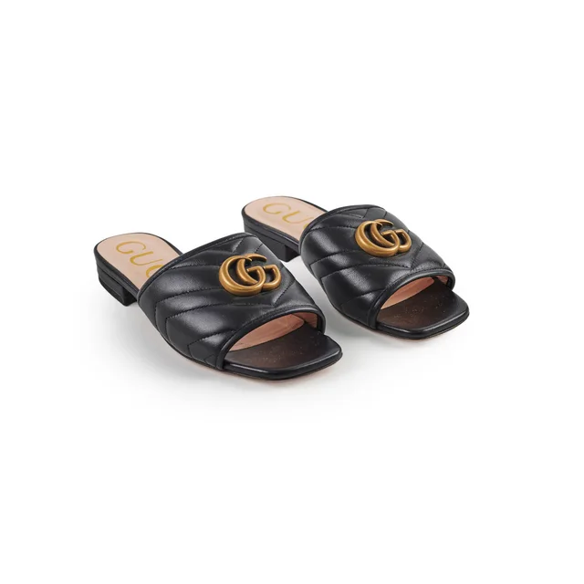 Gucci Marmont Black Leather Flats Size 34 in Black Leather from The Purse Affair