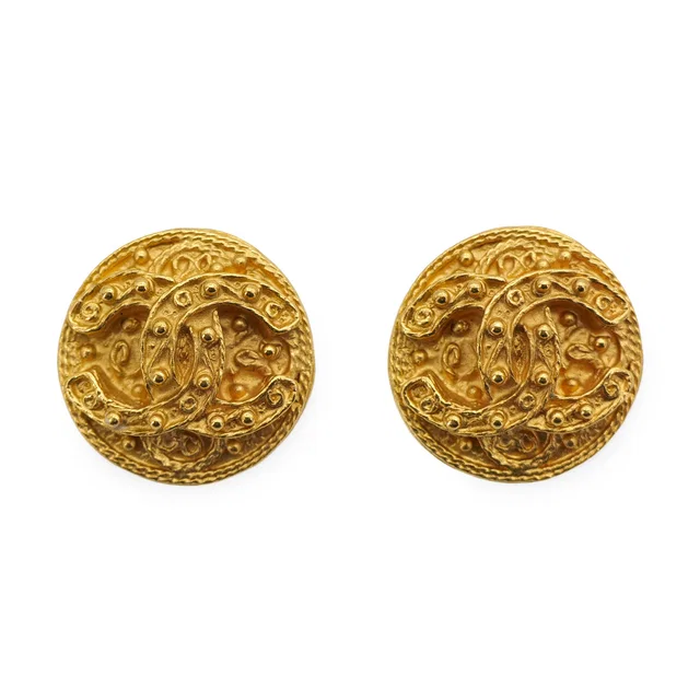 Chanel Vintage Earrings Cocomark Gold Accessory 94A in Gold from Luxury Promise