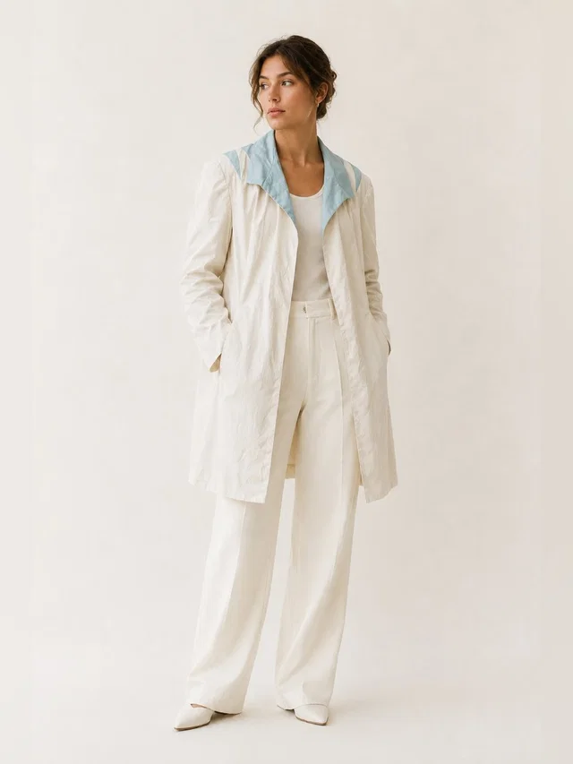 Mulberry Vintage Street Trench Coat Cream Blue Accent Large in blue from Poshmark