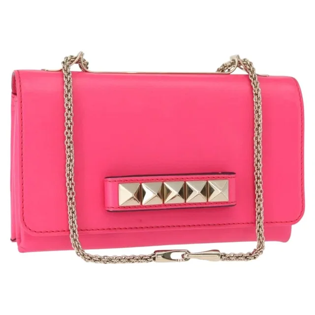 Valentino Garavani Va Voom Clutch Leather Pink Bag in Pink Leather from HEWI