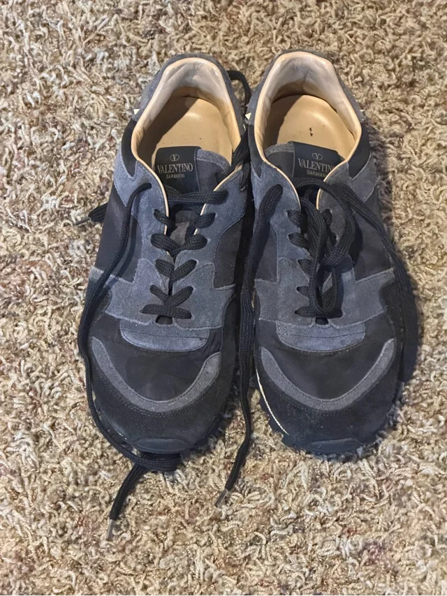 Valentino Garavani Black And Gray Suede Sneakers in black|gray Suede from Poshmark