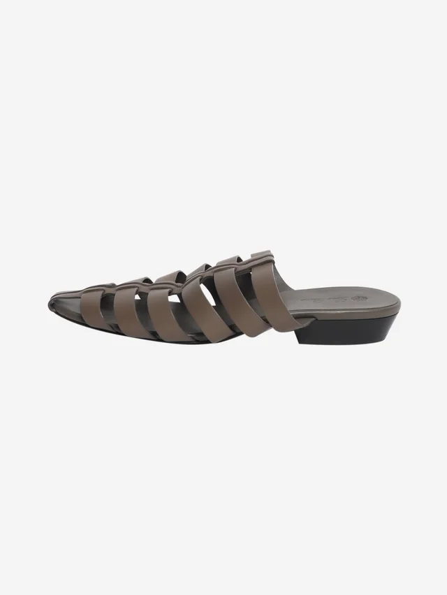 Loro Piana Brown Kaede leather mules - size EU 37 in Brown Leather from Sign of the Times
