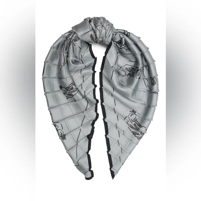 Giorgio Armani Black Label Silk Scarf Gray/Silver Pleated 29x29 in gray|black Silk from Poshmark