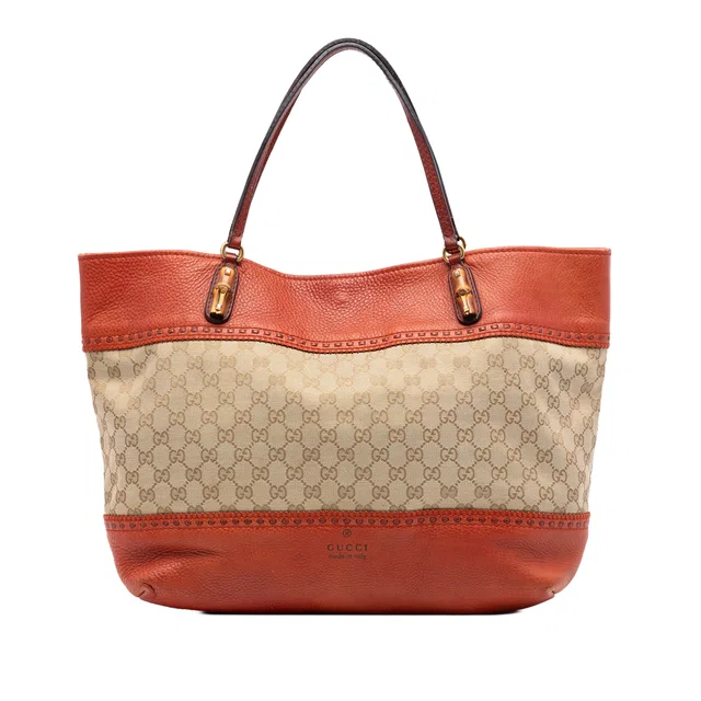 Beige Gucci Large GG Canvas Laidback Crafty Tote in Beige Canvas from Designer Revival