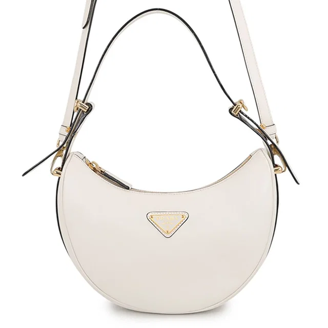 Prada Shoulder Bag Arke Small Leather White 2-Way in White Leather from The Reluxe