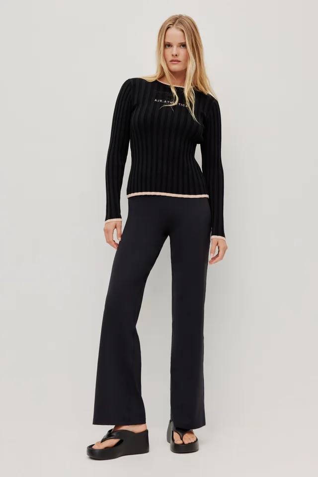 Athletica Long Sleeve Rib Knit Top 438 in Black from Aje, photo 1 of 1
