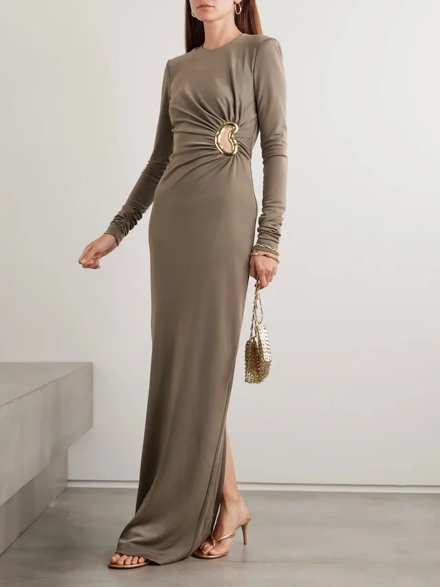 REBECCA VALLANCE Mischa embellished gathered stretch-jersey gown in Grey, photo 2 of 2 from NET-A-PORTER (Canada)
