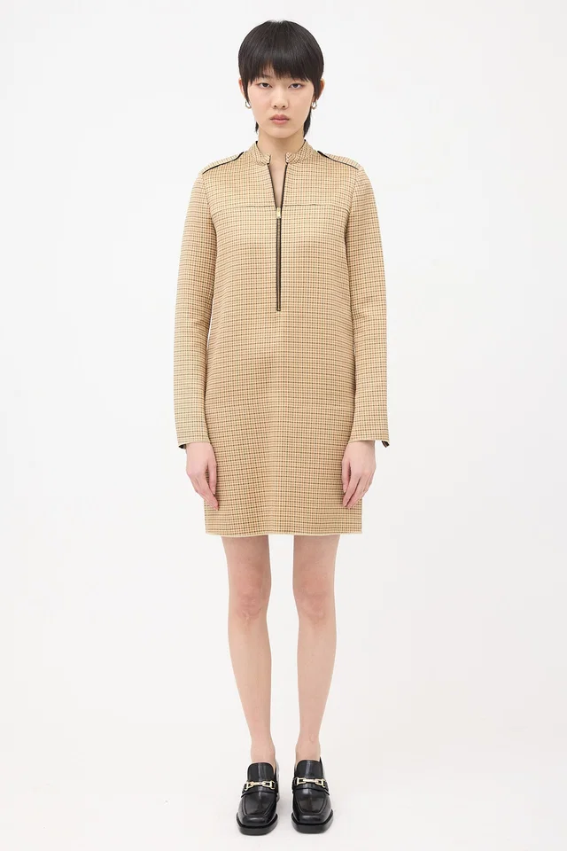 Celine 2000s Silk & Wool Printed Dress in Multicolor Silk from VSP Consignment