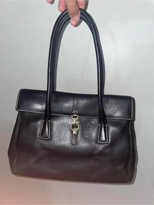Ferragamo Vintage Black Leather Shoulder Bag in black Leather from Poshmark, photo 1 of 1