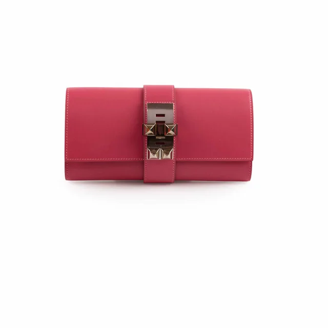 Hermès Medor 23 Tadelakt Rose Lipstick Clutch - T Stamp in Pink from The Purse Affair