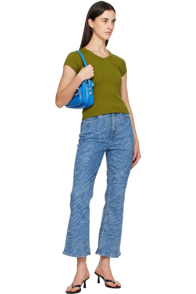 GANNI Blue Straight 3D Laser Betzy Cropped Jeans, photo 4 of 4 from SSENSE