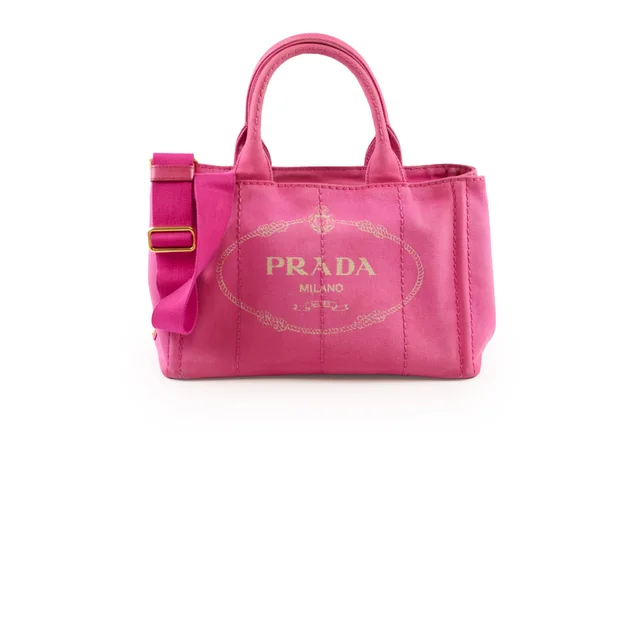 Small Prada Canapa Canvas Tote Pink in Pink Canvas from The Purse Affair