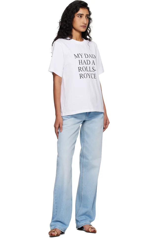Victoria Beckham White 'My Dad Had A Rolls-Royce' T-shirt, photo 4 of 4 from SSENSE