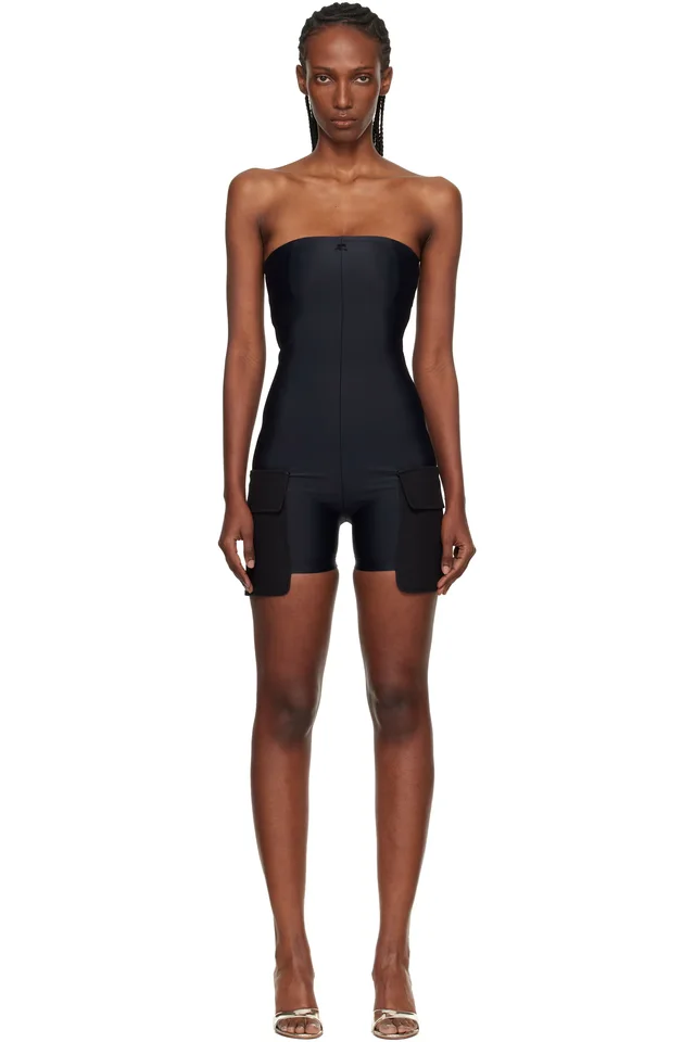 Black 2-Pocket Jersey Bustier Overall Jumpsuit, image 1 of 1 from SSENSE