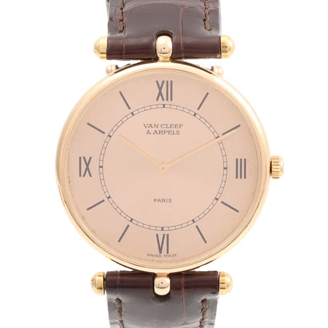 Van Cleef & Arpels La Collection 18101 Quartz Champagne in Leather from VINTAGE QOO TOKYO