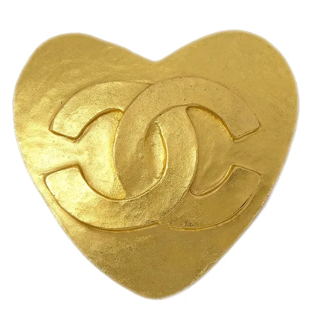 Chanel Heart Brooch Gold 95P in Gold from AMORE Vintage Tokyo