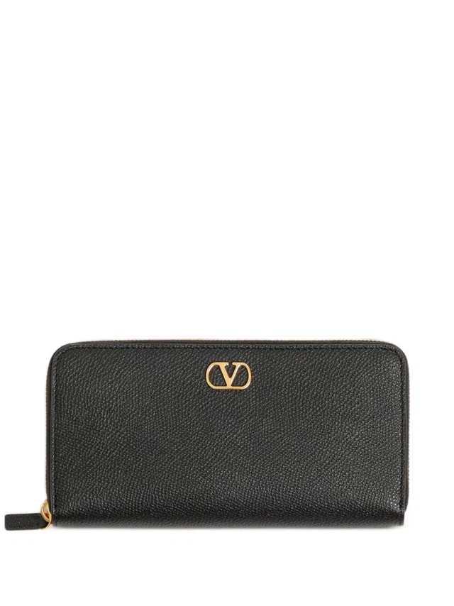 Valentino Garavani Vlogo Signature Leather Wallet — Black in Black Leather from HEWI