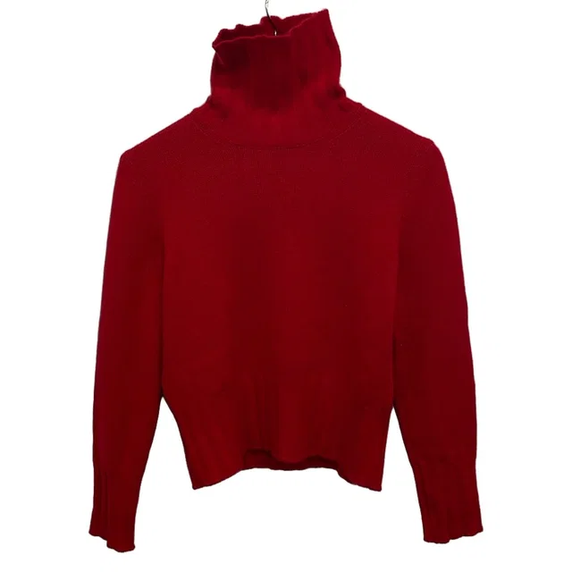 Brunello Cucinelli Long Sleeve Sweater Red Turtleneck Cashmere M in Red Cashmere from The Reluxe