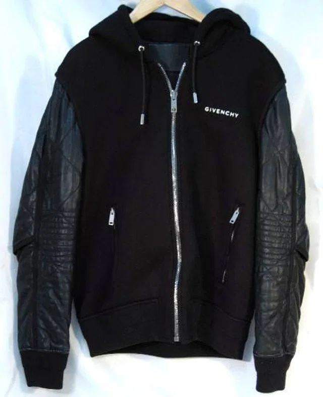 Givenchy Lamb Leather Quilted Hoodie black Size: M in Black Lambskin from Oxfam Online Shop