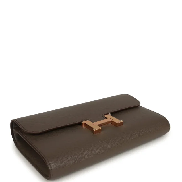 Hermès Constance Wallet To Go Etain Epsom Rose Gold Hardware in Grey Epsom from Madison Avenue Couture, photo 3 of 10