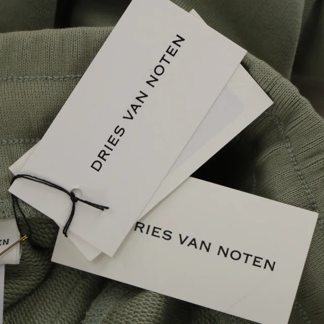 Dries Van Noten Drawstring Jogger Pants in Olive Cotton in green, photo 5 of 6 from ShopSimon