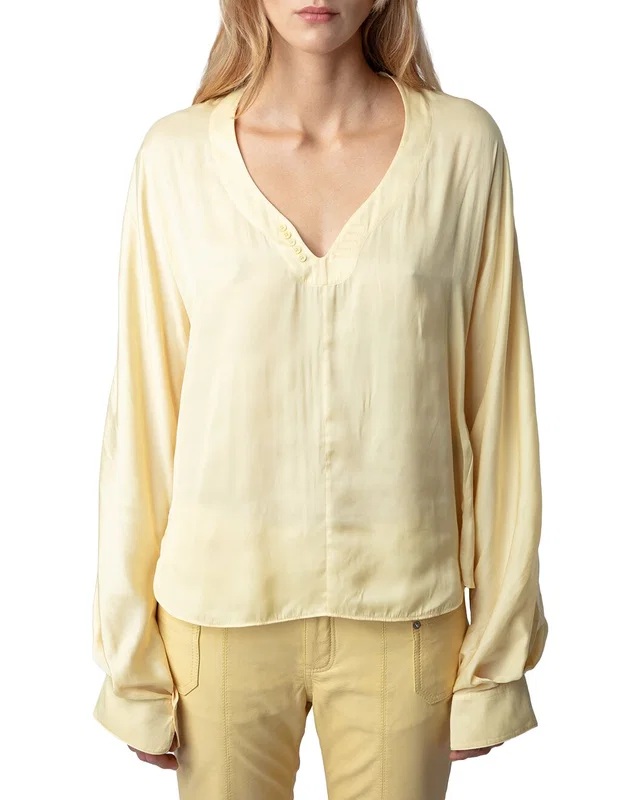 Zadig & Voltaire Tonastir Satin Linen-Blend Shirt, image 1 of 1 from Gilt