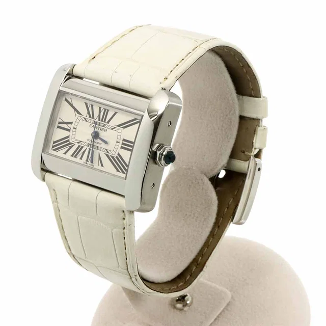 Cartier Tank Divan LM W6300755 Men's Automatic Watch, Silver, Model in Silver Crocodile from Luxury Promise