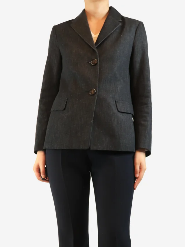 Max Mara Black denim jacket - size UK 8 in Black Denim from Sign of the Times