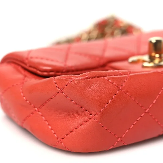 Chanel Quilted Extra Mini Cruise Charm Flap Coral in Lambskin from FASHIONPHILE, photo 8 of 10