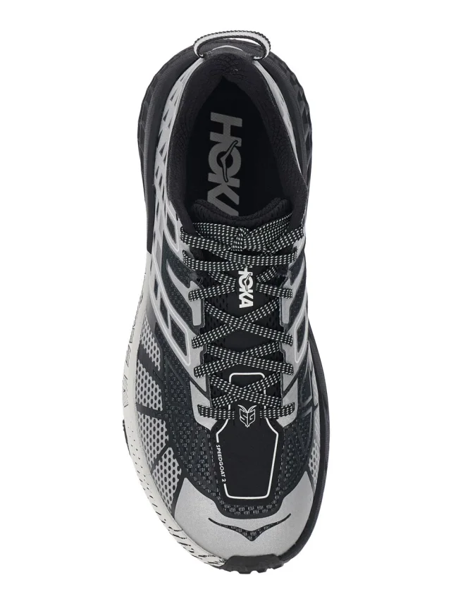 HOKA Sneaker 'U Speedgoat 2TS' Low Top with Laces with Print and Logo Lettering on the Side in Black Tech Fabric Unisex in Black, photo 6 of 7 from Gaudenzi Boutique