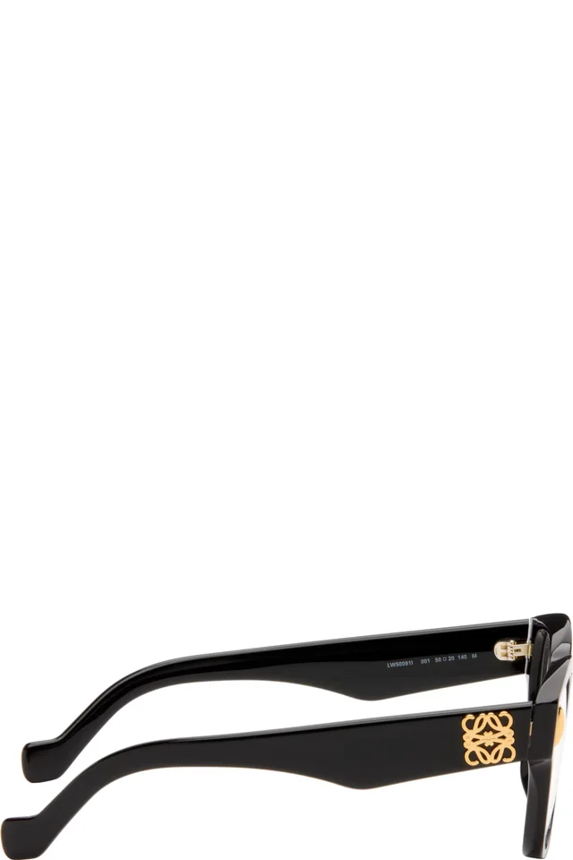 LOEWE Black Anagram Logo Rectangle Glasses, photo 2 of 4 from SSENSE