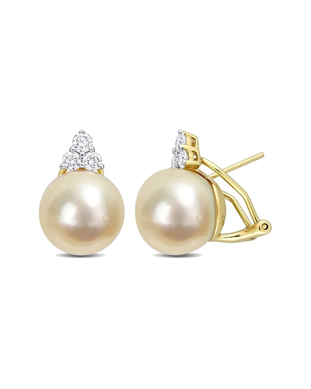 Rina Limor 14K 0.60 ct. tw. Diamond 12-12.5mm Pearl Earrings, image 1 of 1 from Rue La La