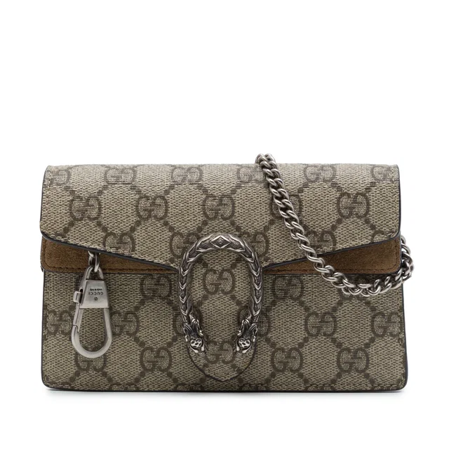 Beige Gucci Mini GG Supreme Dionysus Crossbody in Beige Suede from Designer Revival