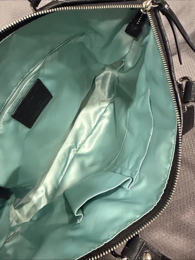Coach Black Tote With Mint Green Interior in green|black Satin from Poshmark
